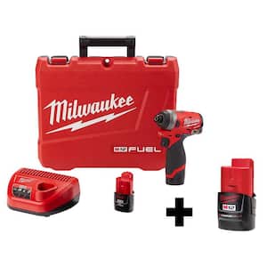 M12 FUEL 12V Lithium-Ion Brushless Cordless 1/4 in. Hex Impact Driver Kit With Bonus M12 2.0Ah Battery