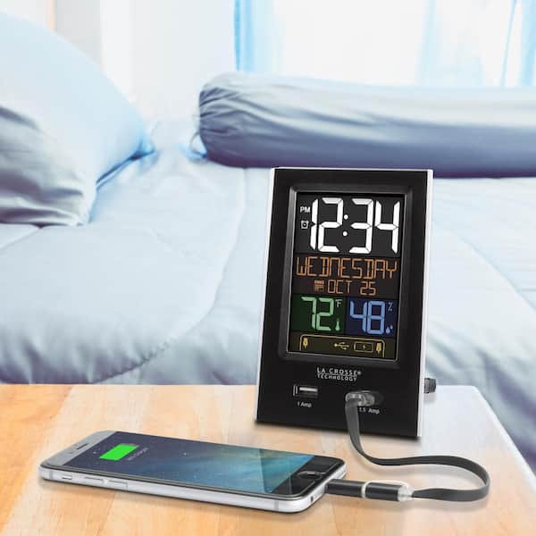 La Crosse Technology - Desktop Dual USB Charging Clock with Alarm and Nap Timer