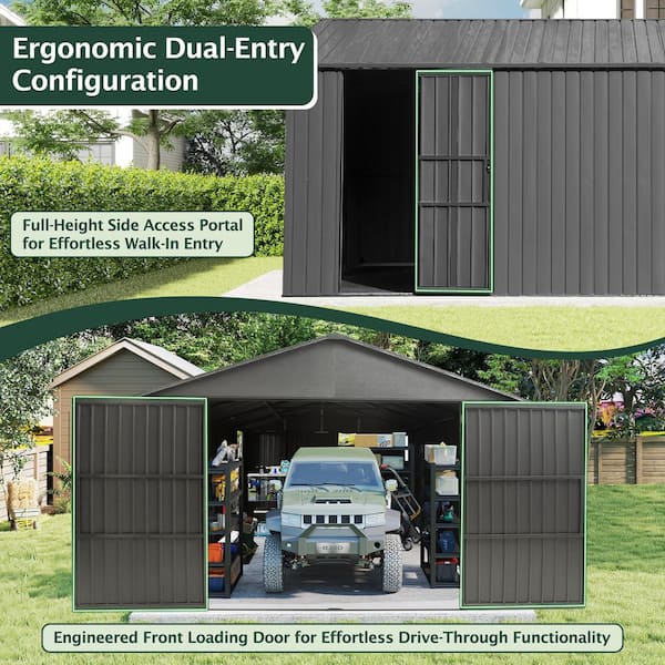 domi outdoor living 240 sq. ft. 12 ft. x 20 ft. Metal Storage Shed
