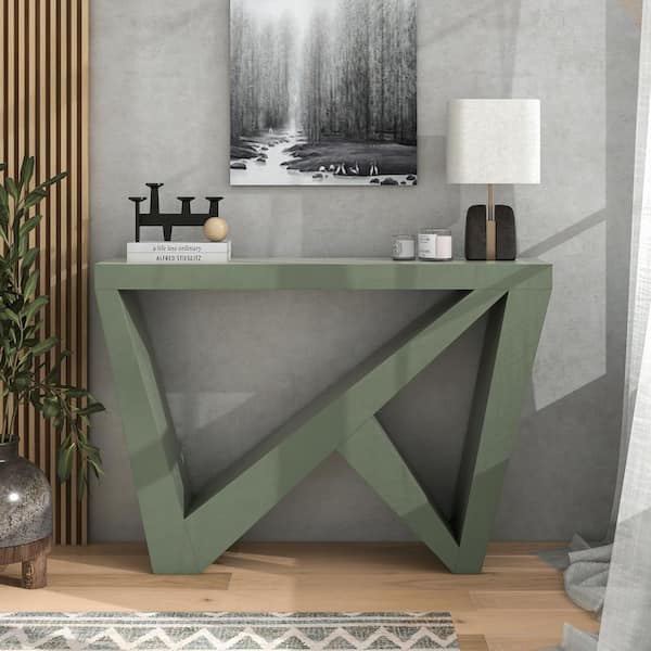 Furniture of America Tara 47.25 in Sage Green Rectangle MDF Console Table with Geometric Design