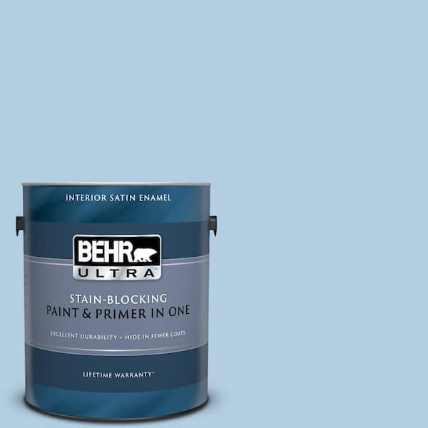 BEHR ULTRA 1 gal. #UL230-10 Crystal Waters Satin Enamel Interior Paint and Primer in One