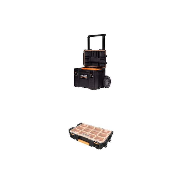 Pro Gear System Gen 2.0 25 in. Rolling Tool Box with 9 in. Wheels and 10-Compartment Small Parts Organizer Combo
