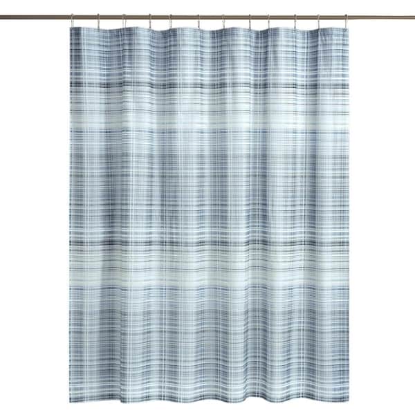 Unbranded Peyton Blue Cotton Shower Curtain 72 x 72 in.