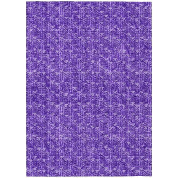 Purple 10 ft. x 14 ft. Geometric Indoor / Outdoor Area Rug
