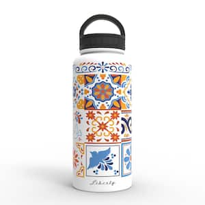 Liberty 20 oz. Garden Walk Safari Cream Insulated Stainless Steel Water Bottle with D-Ring Lid