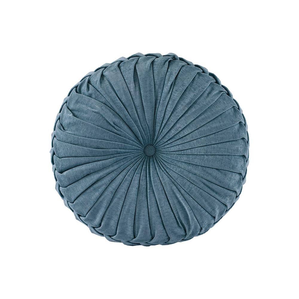 Aqua 22 in. L x 22 in. W Polyester Round Throw Pillow Floor Pillow Cushion,