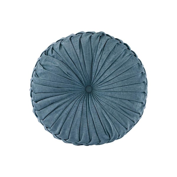 Unbranded Aqua 22 in. L x 22 in. W Polyester Round Throw Pillow Floor Pillow Cushion, Spot Clean Hypoallergenic for Living Room