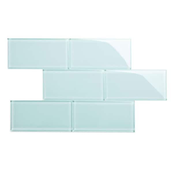Giorbello Baby Blue 6 in. x 12 in. x 8mm Glass Subway Tile (5 sq. ft./Case)