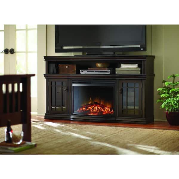 Home Decorators Collection Silverthorne 57 in. Media Console Electric Fireplace in Espresso