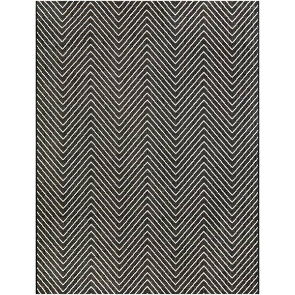 Hampton Bay Chevron Maze Black 5 ft. x 7 ft. Indoor/Outdoor Patio Area Rug