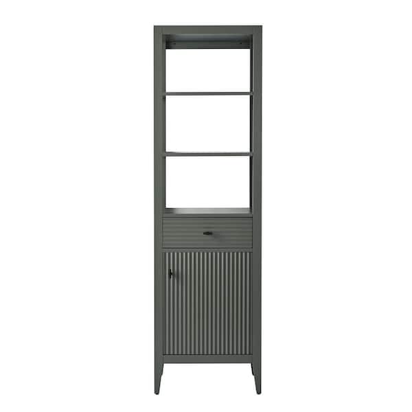 21 in. W x 17 in. D x 72 in. H Linear Vintage Green Freestanding Linen Cabinet for Bathroom and Livingroom