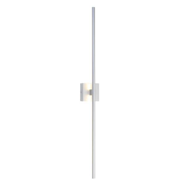 43.7 in. 1 Light Cylinder Silver LED Wall Sconce for Stairway Hallway Bedroom, 3000K Warm Light