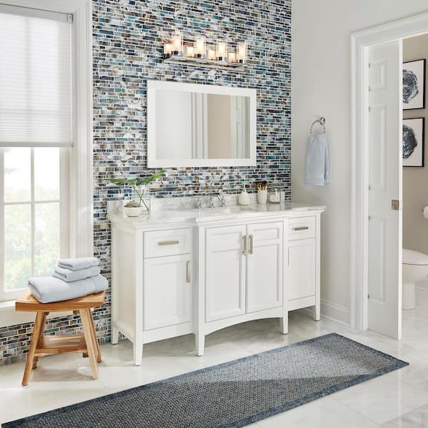 Sassy 24 in. W x 36 in. H Rectangular Framed Wall Mount Bathroom Vanity Mirror in White