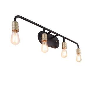 32.5 in. 4-Light Black Wall Sconce Light with Dimmable
