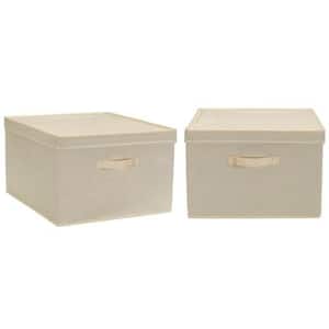 11 Gal. Jumbo Storage Box in Cream Linen (2-Pack)