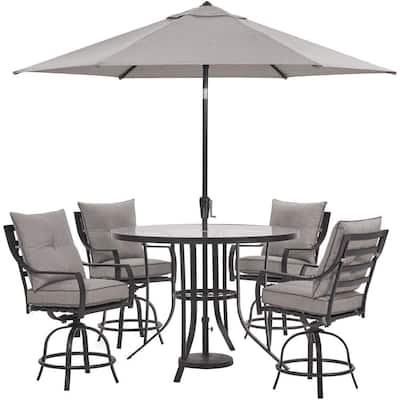 Glass Round Patio Dining Sets, Glass Patio Table And Chairs With Umbrella