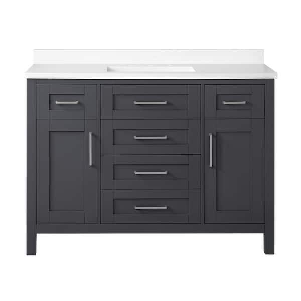 Tahoe 48 in. Single Sink Dark Charcoal Bath Vanity with White Engineered Stone Top (Assembled)