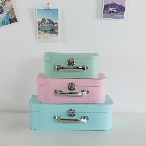 Unbranded Multi-Colored 12 in. x 3.5 in. Cardboard Decorative Boxes ((set of 3)) with Handle