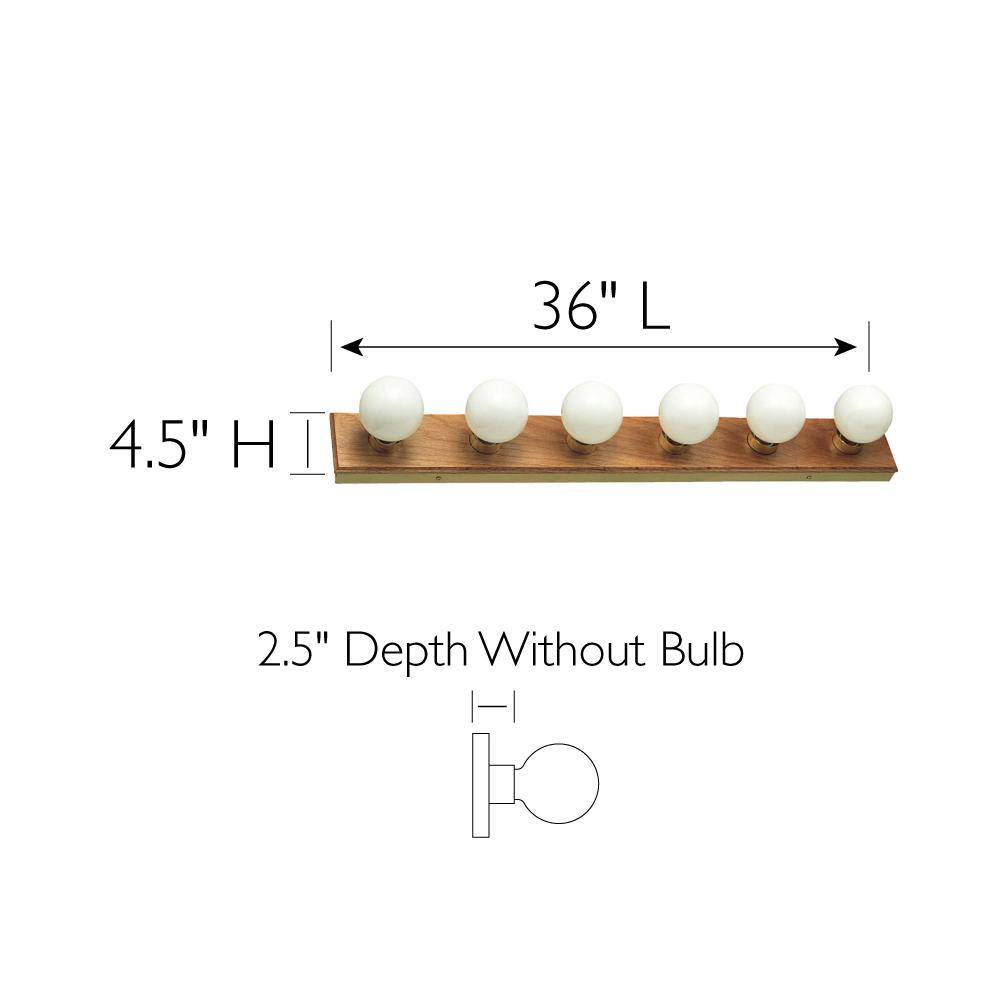 Honey Oak 36" 6-Light Dimmable Vanity Strip Light
