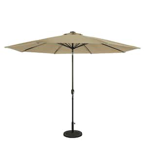 Calypso II 11 ft. Octagon Market Umbrella with LED Strip Lights in Champagne Stripe - Breez-Tex