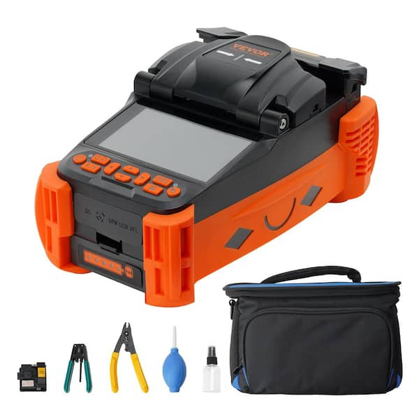 VEVOR Fiber Fusion Splicer 4 Motor Optical Fiber Cleaver Kit Auto Focus with 5 in. Digital LCD Screen 3in1 Holder for Splicing