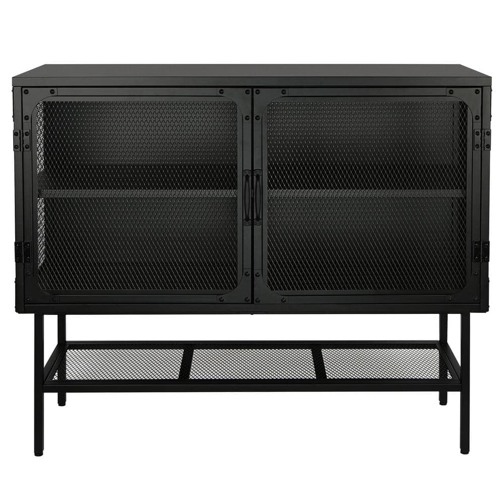 43.3 in. W x 15 in. D x 35.6 in. H Black Linen Cabinet with Adjustable Shel