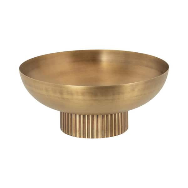 Rooks Gold Round Metal 12 in. Decorative Bowl