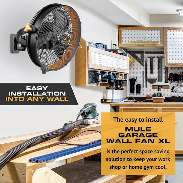 Wall Mount Wet Rated 18 in. Garage XL Matte Black Fan
