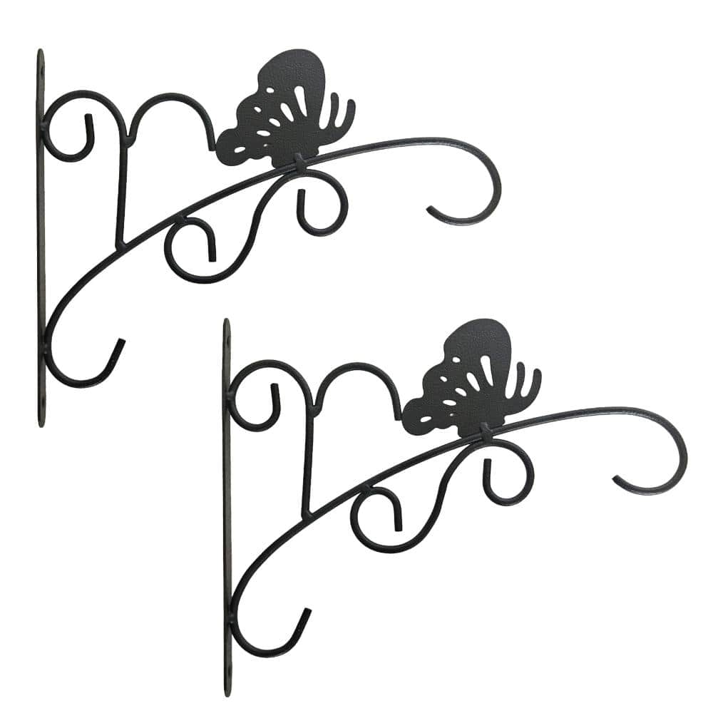 Butterfly Scroll Metal Wall Bracket for Hanging Accessories and Flowerpots Suitable for Indoor & Outdoor, Black Set of 2 price history on PriceWatchPro