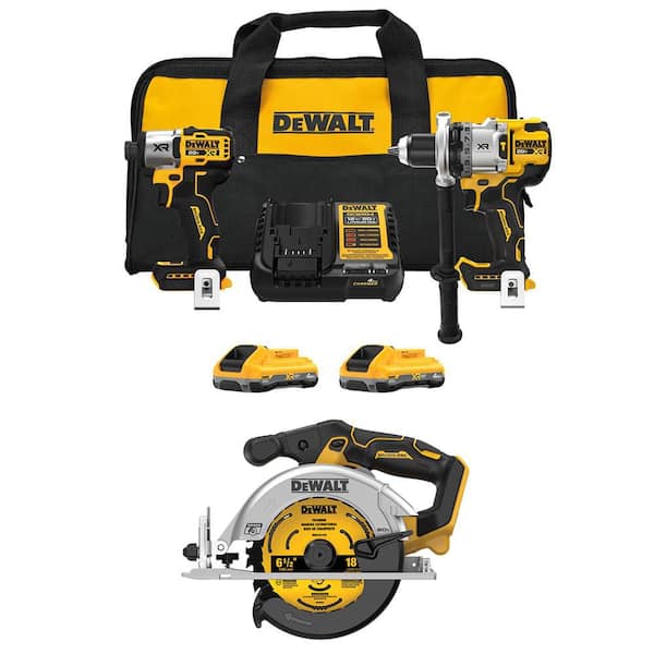 20-Volt MAX Lithium-Ion Cordless 2-Tool Combo Kit and 6-1/2 in. Circular Saw with (2) 4.0 Ah Batteries Charger & Kit Bag