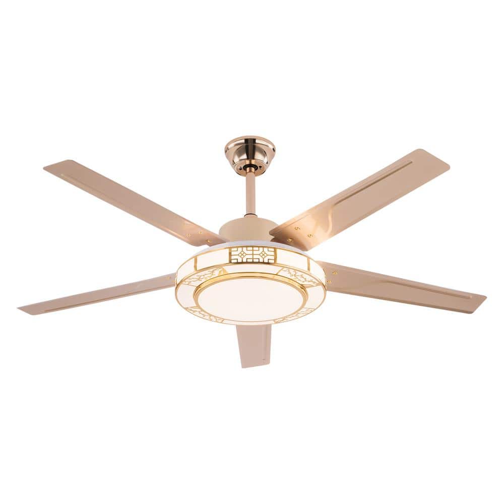 Smart Indoor Gold 52 in. Modern 6-Speed Ceiling Fan with 3-Color Integrated LED, Reversible Motor and Remote price history on PriceWatchPro