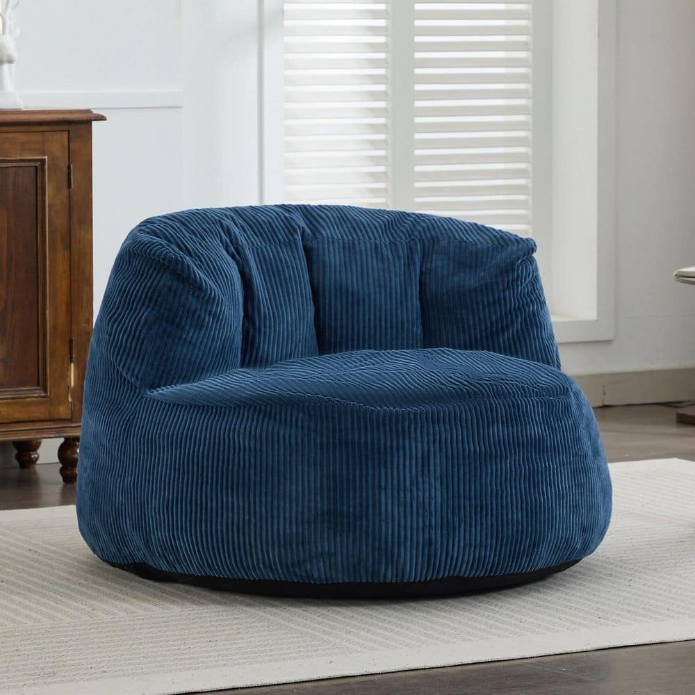 JEAREY Modern Corduroy Polyester Medium Memory Foam Navy