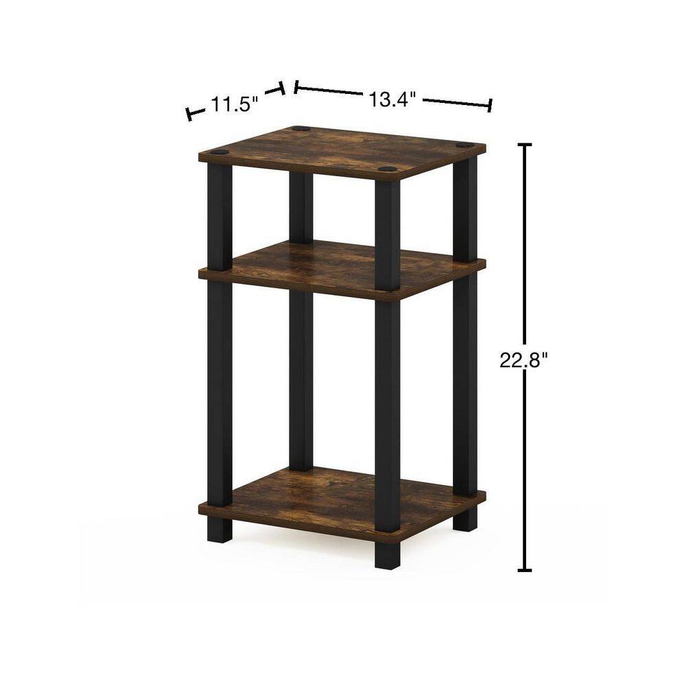 Amber Pine and Black 3-Tier Wood End Table