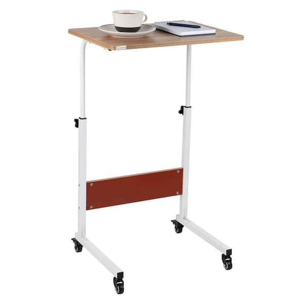 15.75 in. Rectangular Brown Adjustable, Standing Desk Laptop Desk with Wheels