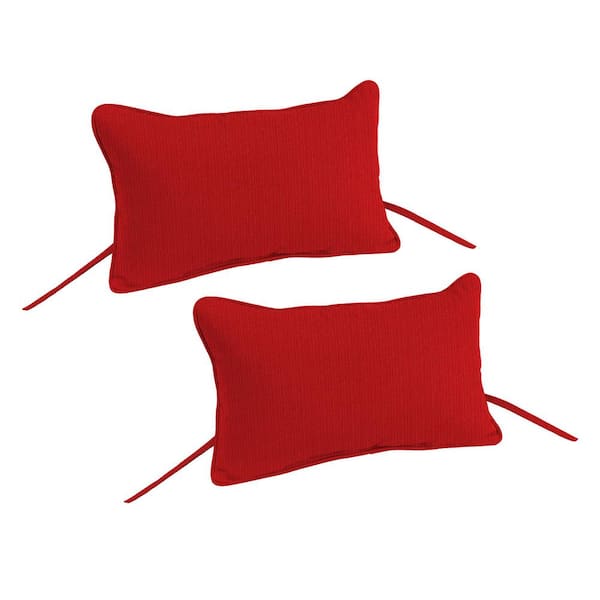 15 in. L x 9 in. W x 4 in. T Outdoor Headrest Throw Pillow with Ties and Welt in Timeless Ablaze (2-Pack)