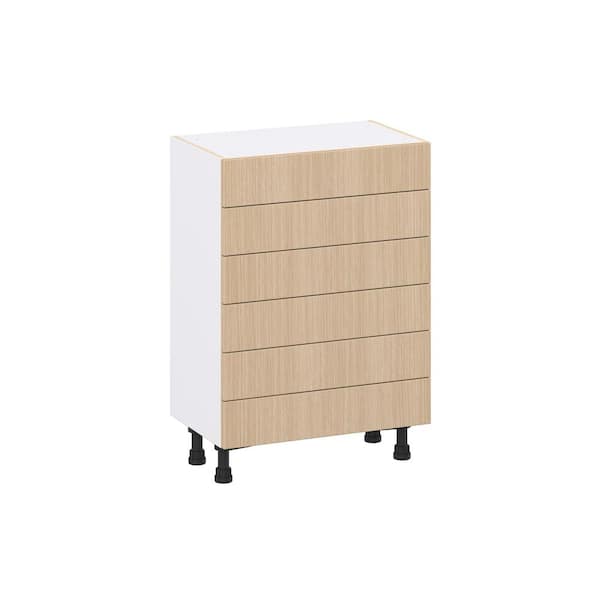 Timberline 24 in. W x 14.75 in. D x 34.5 in. H Assembled Shaker Drawer Base Kitchen Cabinet in Mojavi Oak with 6-Drawers