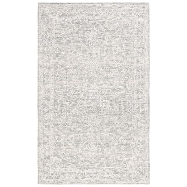 SAFAVIEH Ebony Ivory/Gray Doormat 3 ft. x 5 ft. Traditional Area Rug
