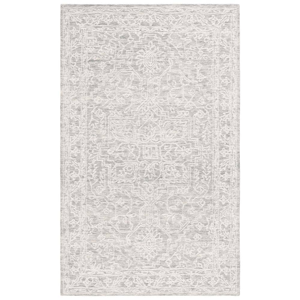 Gray Wool Handmade Tufted Rectangular Area Rug 5' x 8'