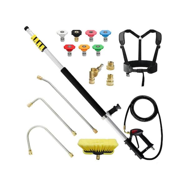 24 ft. Aluminum Telescoping Pressure Washer Wand Cordless Sprayer w/ 2 Extension Wands Gutter Cleaner Kit 7 Nozzle Tips