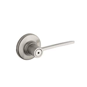 Ladera Satin Nickel Privacy Bed/Bath Door Handle with Microban Antimicrobial Technology and Lock