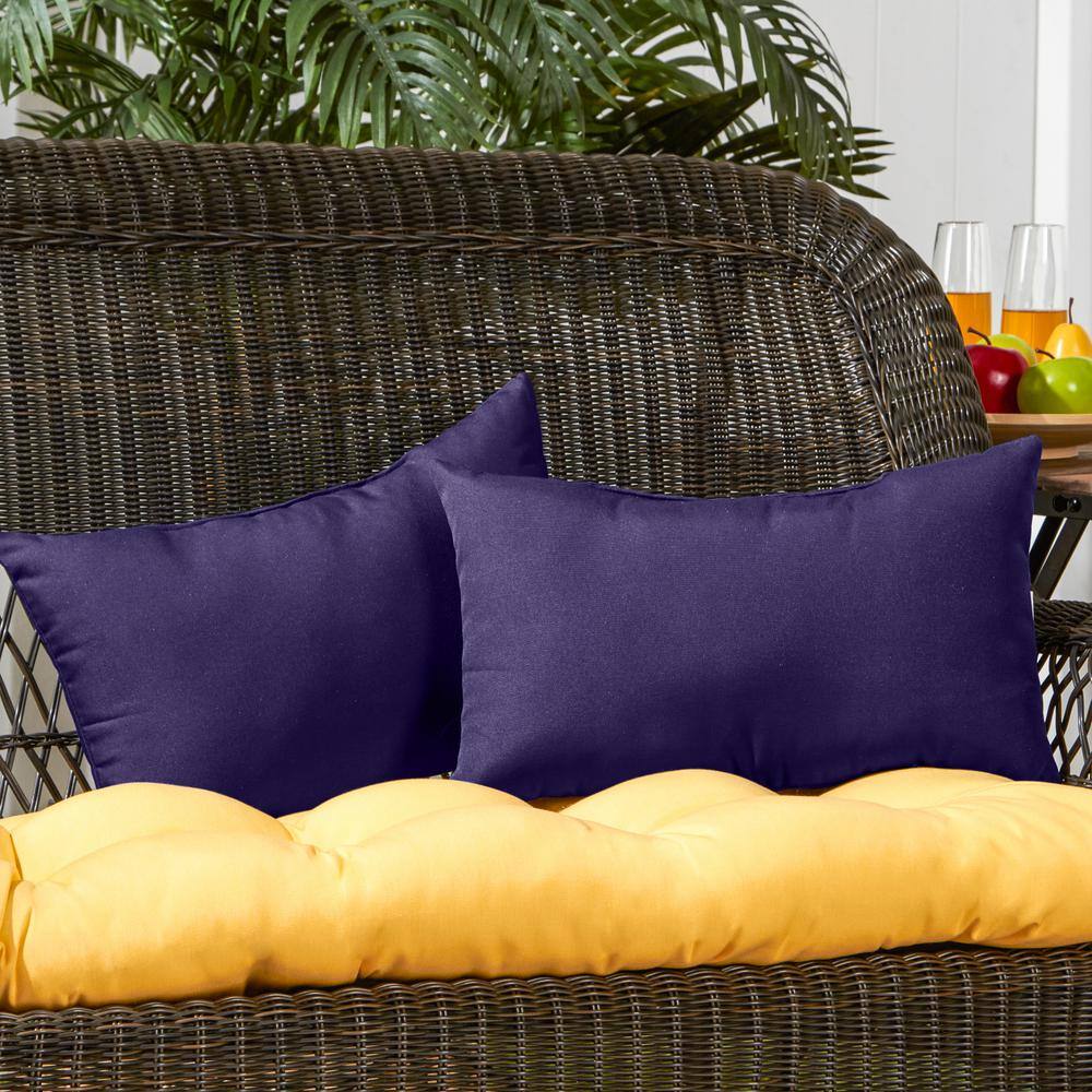 Navy Blue Polyester Rectangular Outdoor Lumbar Pillow Set