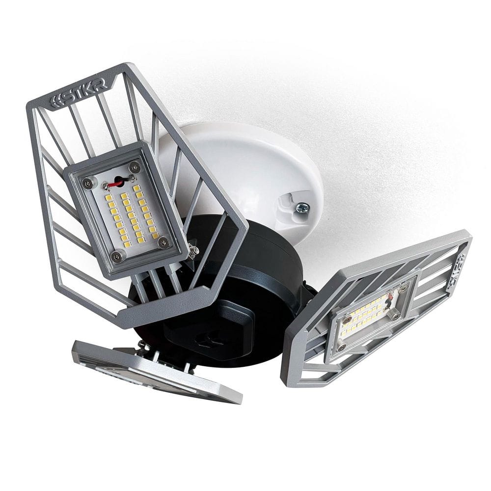 STKR TRiLIGHT Motion Activated. 94 ft. 5000 lumen 50-Watt Silver ...