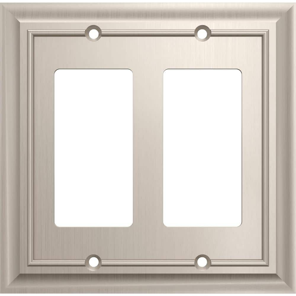 Hampton Bay Derby Satin Nickel 2-Gang Double Decorator/Rocker Wall ...