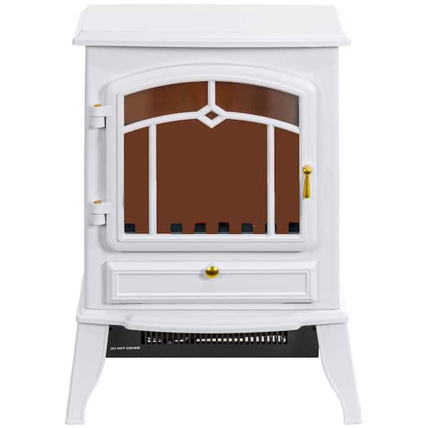 Ahfiwaso 750-Watt/ 1500-Watt White Electric Fireplace Tower Radiant Infrared Space Heater with Overheating Protection