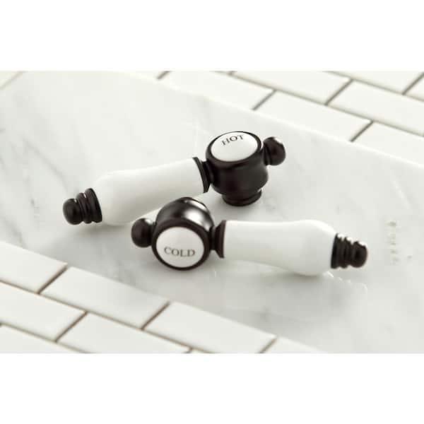 Victorian Porcelain 2-Handle Standard Kitchen Faucet with Side Sprayer in Oil Rubbed Bronze