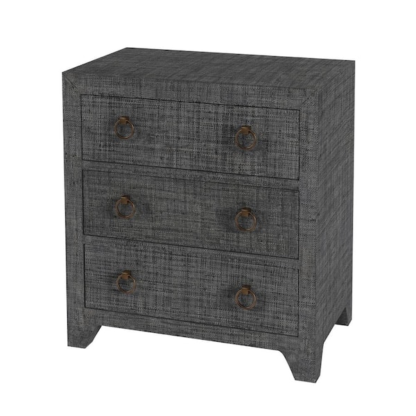 Butler Specialty Company Bar Harbor Charcoal 3 Drawer 25 in. W Raffia Nightstand