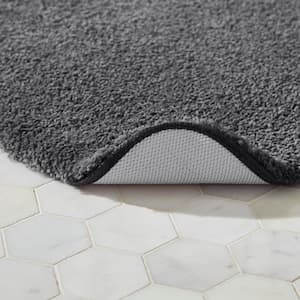 Eloquence Charcoal 17 in. x 24 in. Nylon Machine Washable Bath Mat
