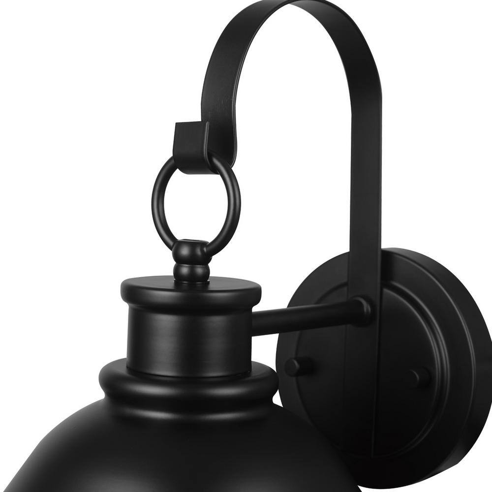 Matte Black 12" Metal Outdoor Wall Sconce with Gooseneck Stem