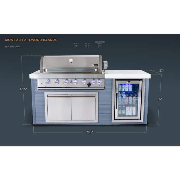 MONT ALPI Artwood Series 6-Burner HDPE Outdoor Kitchen Propane