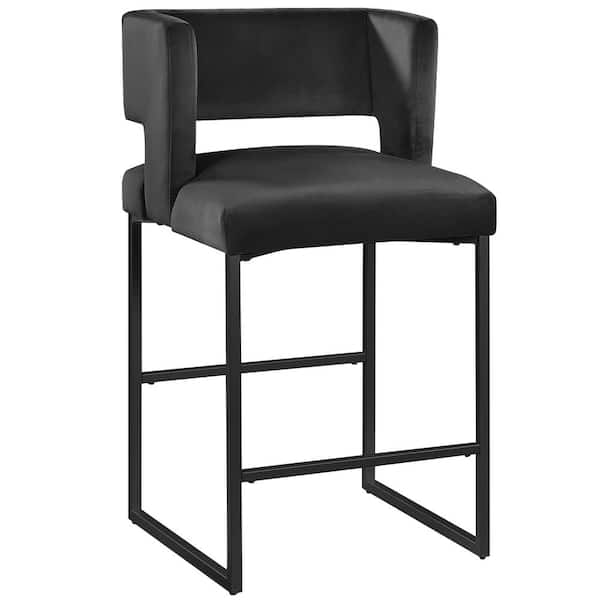 Best Master Furniture Lynx 36.5 in H Black Velvet Bar Stools in Matte Black (Set of 2)